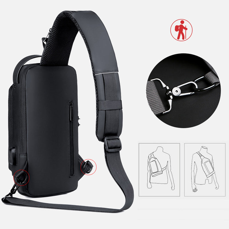 Waterproof and Theft-Resistant Shoulder Bag with USB Port