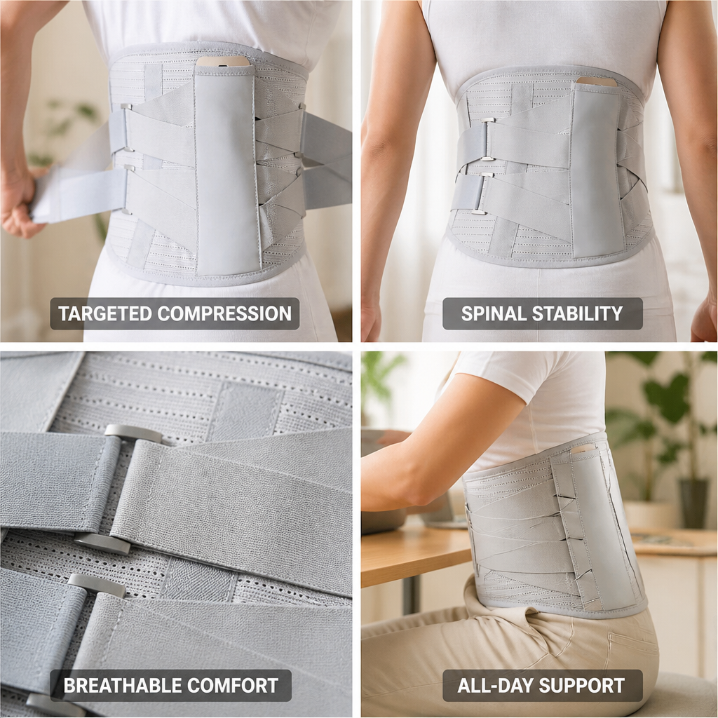 Adjustable Compression & Spinal-Stabilizing Lumbar Support Belt