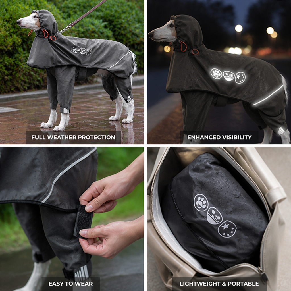 Waterproof Reflective Dog Raincoat (Four-Leg Full Coverage)