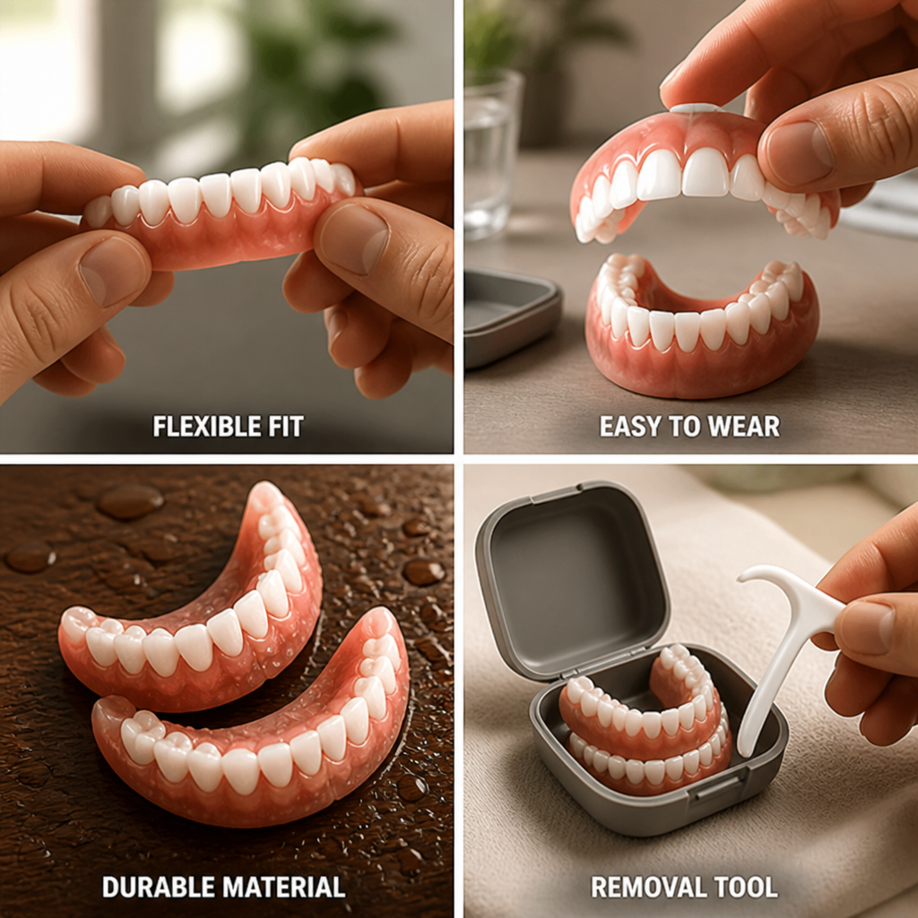 Flexible Fit & Easy-Install Denture Set (Upper & Lower)