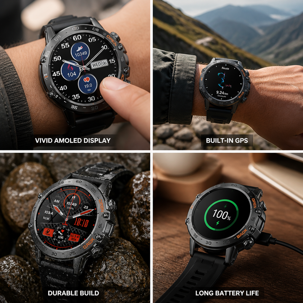 AMOLED Display & Built-In GPS Smartwatch