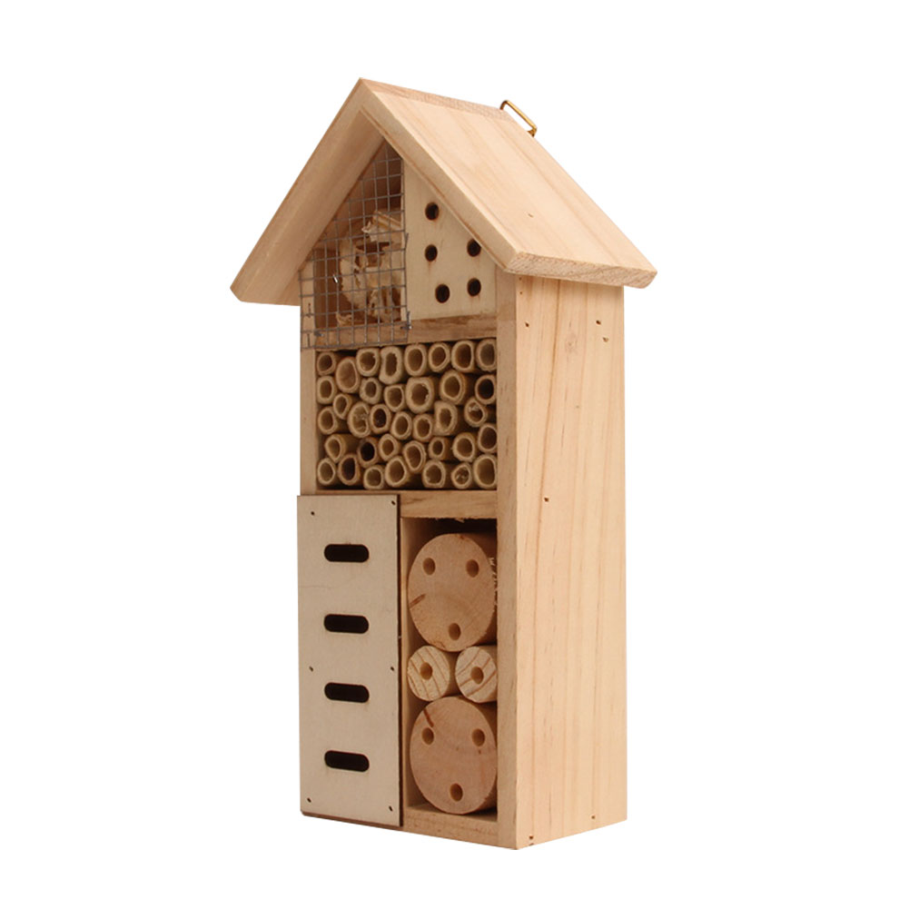Insect Habitat for Bees and Garden Pollinators - Wooden Shelter with Nesting Areas