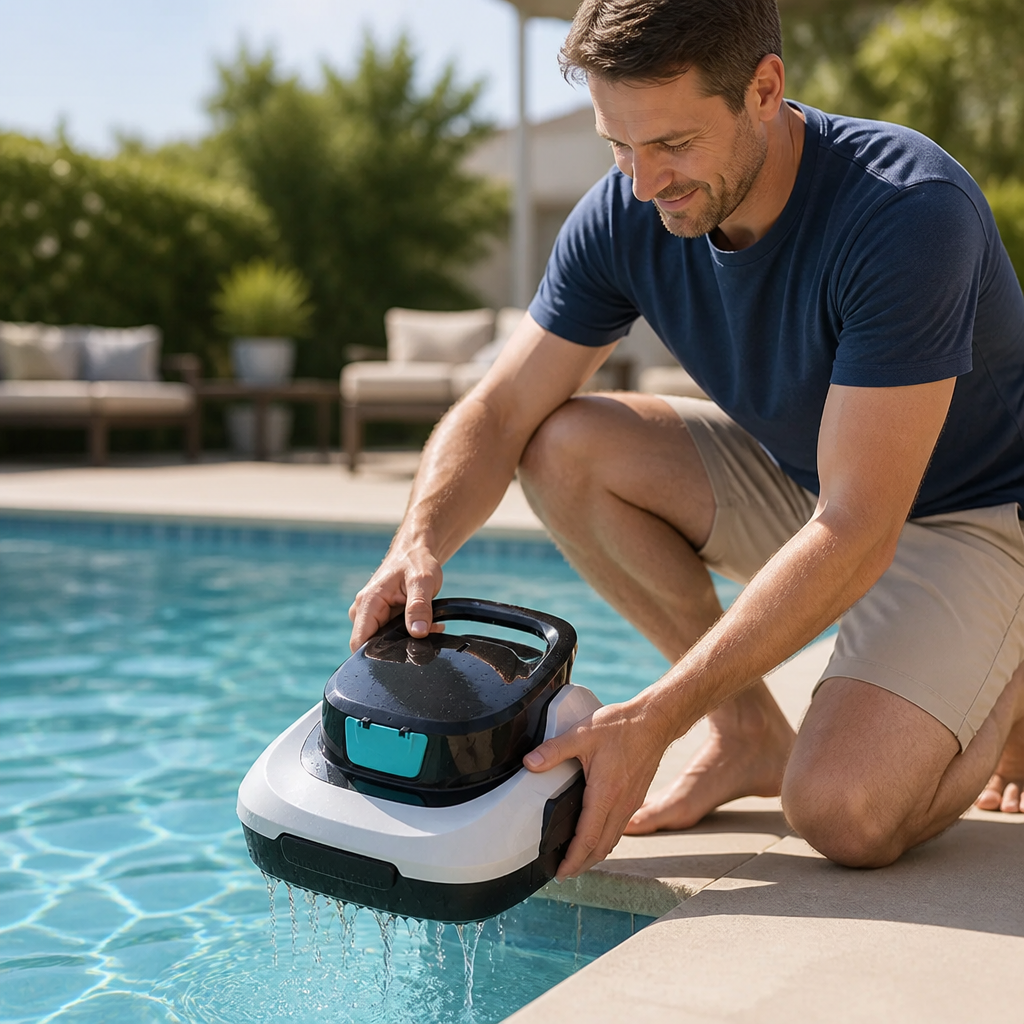 Cordless 1820 GPH Robotic Pool Cleaner (100-Min Runtime)