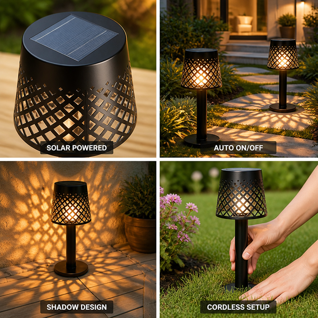 Solar-Powered Cutout Shadow Table Lamp (Set of 2)