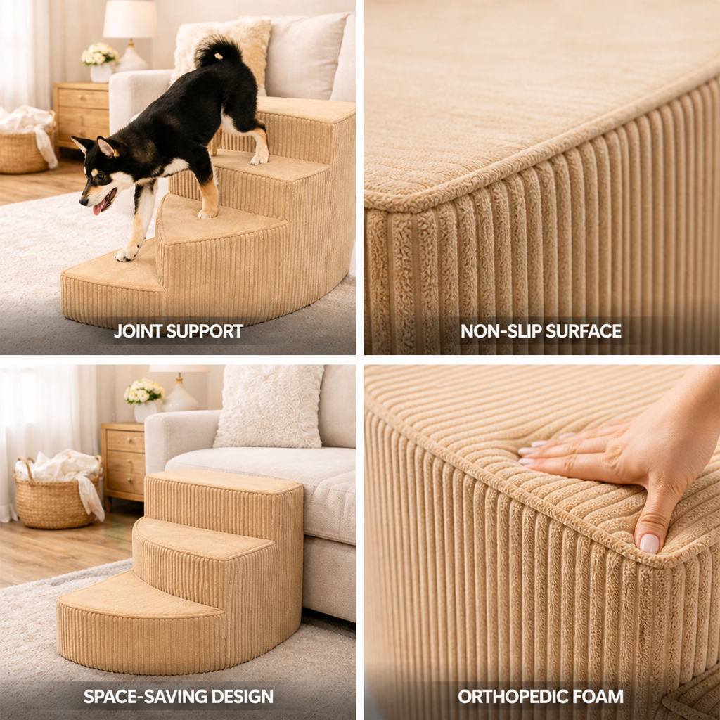Orthopedic Non-Slip Foam Dog Stairs (Space-Saving)