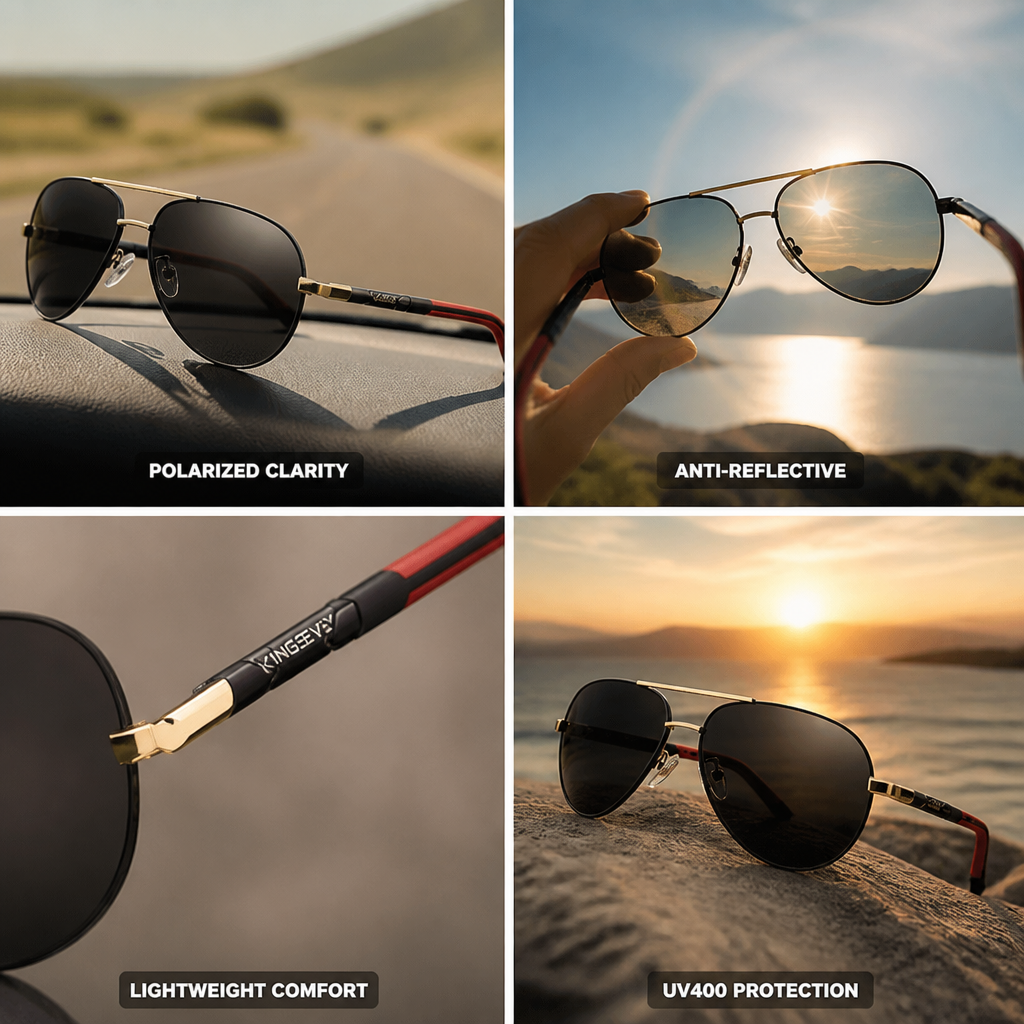 Polarized UV400 Anti-Reflective Aviator Sunglasses