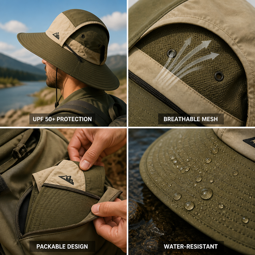 UPF 50+ Breathable Mesh Packable Sun Hat