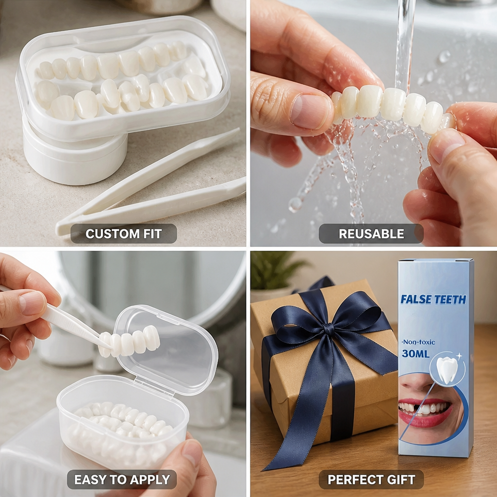Adjustable Reusable DIY Fake Teeth Kit (Includes Adhesive & Tweezers)