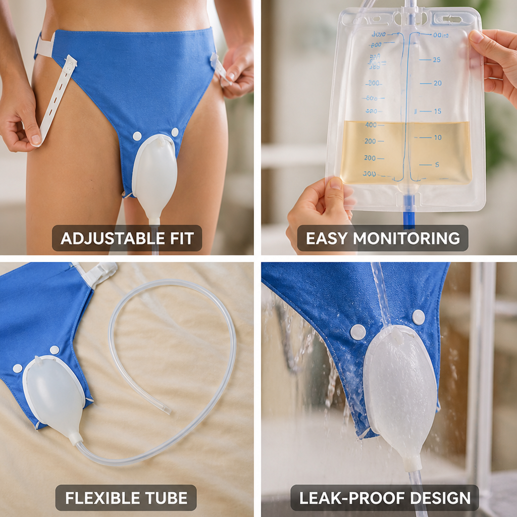 Leak-Proof Adjustable Straps Silicone Urine Collector (33.8 fl oz)