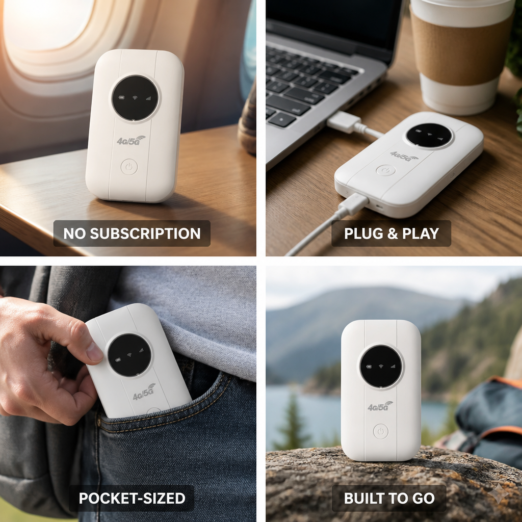 No-Subscription 4G/5G USB-Rechargeable WiFi Hotspot Router