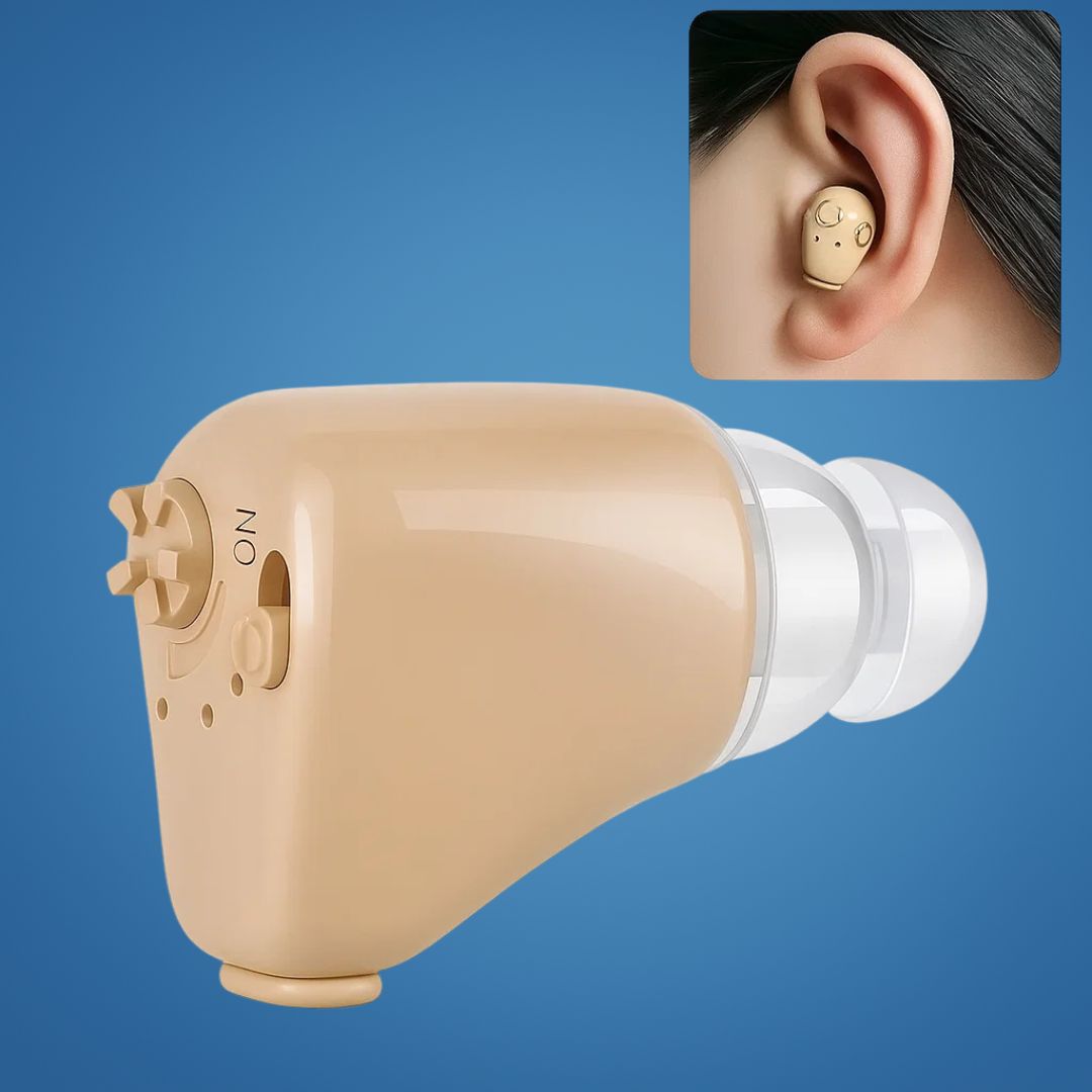 In-Ear Hearing Amplifier for Seniors – Rechargeable with Noise Cancellation