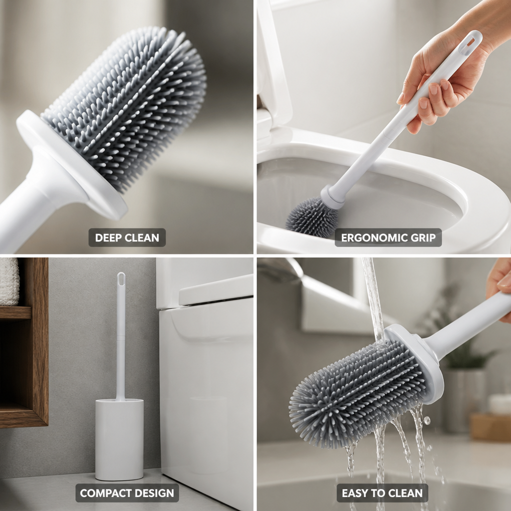 Durable Nylon Bristles & Ergonomic Handle Toilet Brush