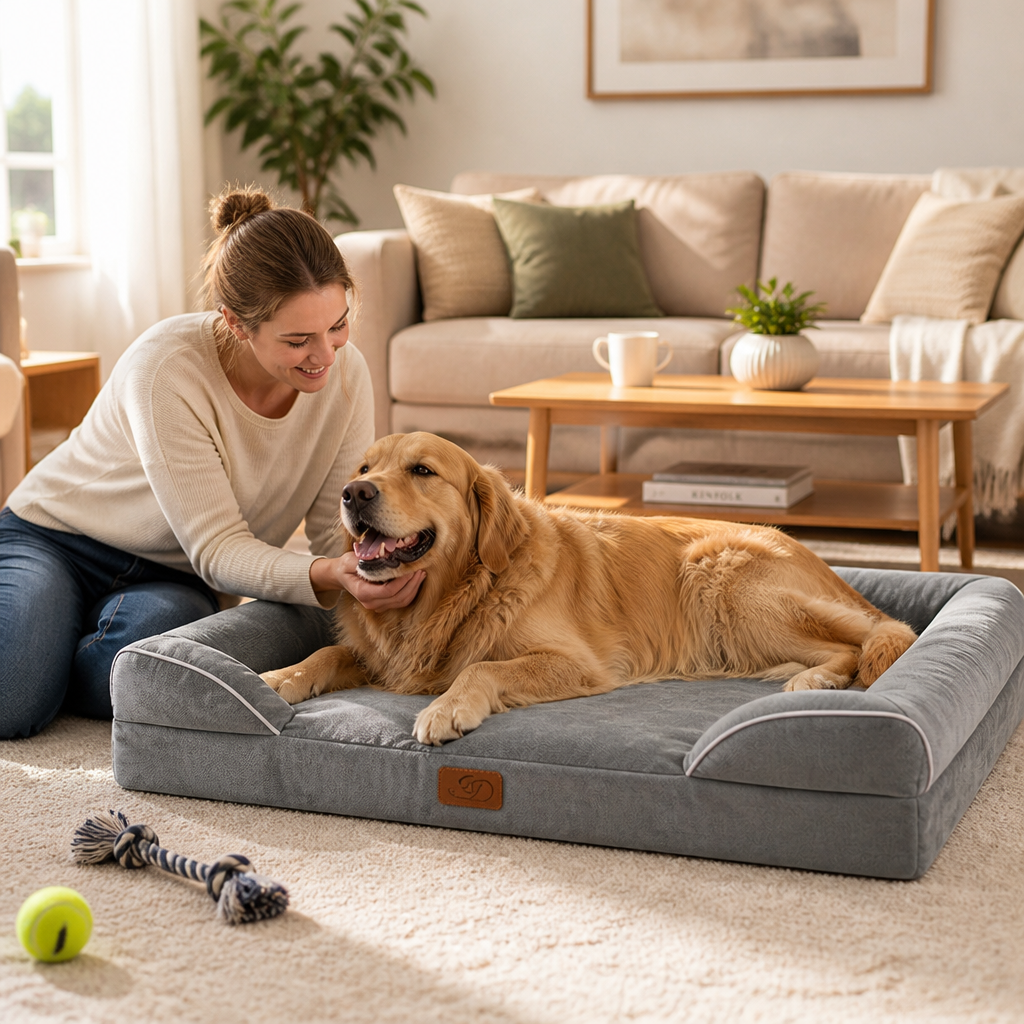 Memory & Egg-Crate Foam Non-Slip Dog Sofa Bed (Removable Washable Cover)
