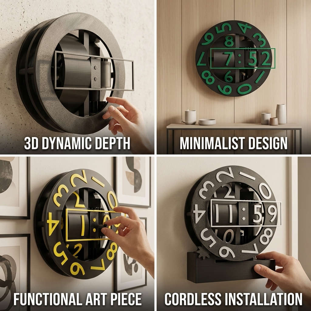 3D Triaxial Minimalist Wall Clock