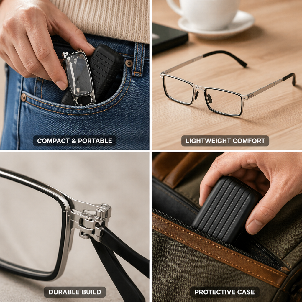 Foldable Lightweight Acrylic Reading Glasses (With Case)