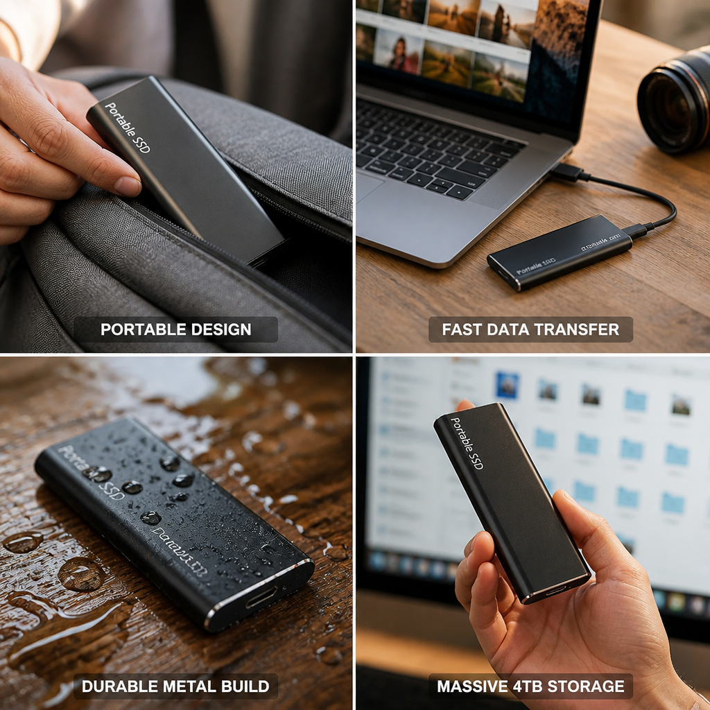 Portable 4TB USB-C Metal External Hard Drive