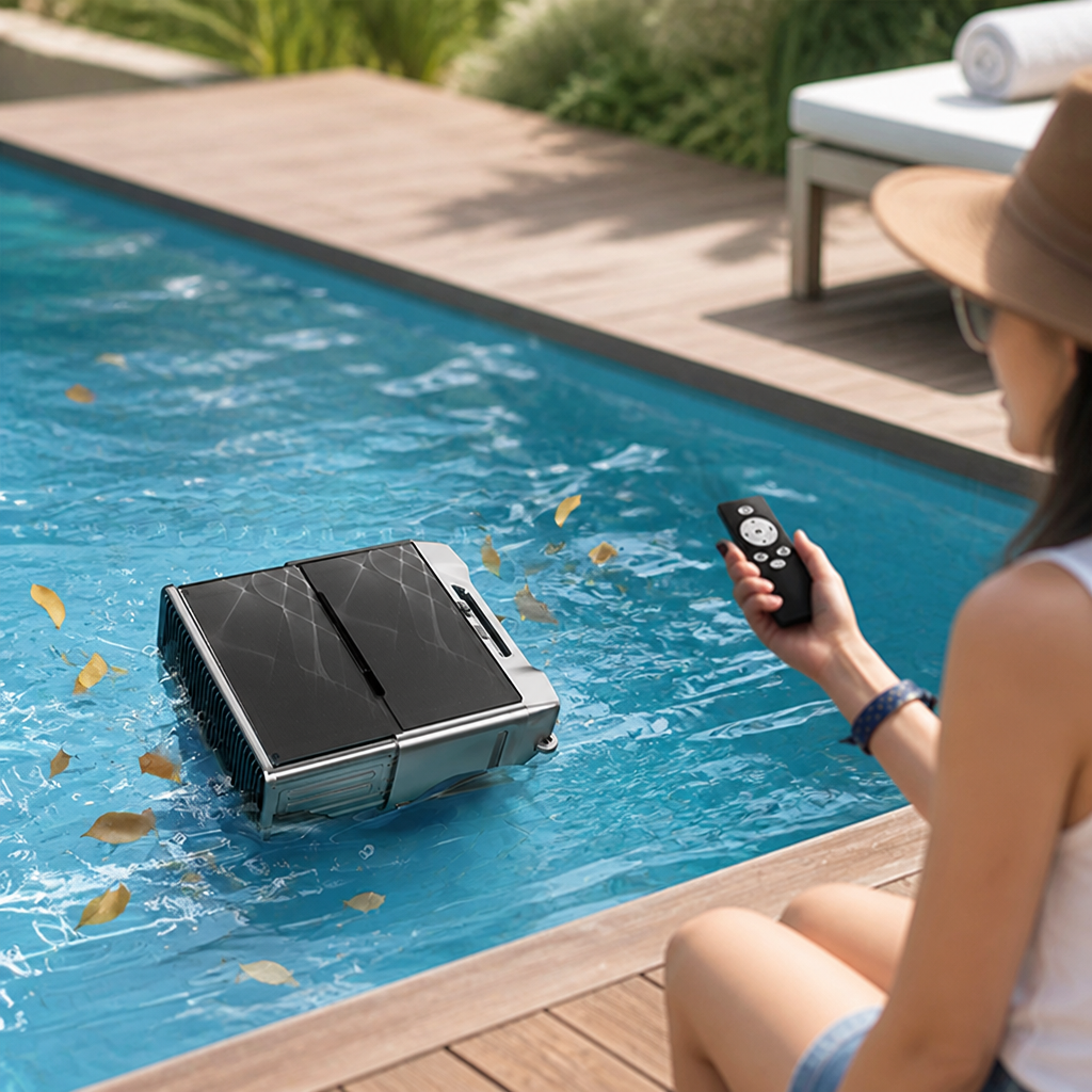 Solar-Powered Remote-Control Robotic Pool Skimmer