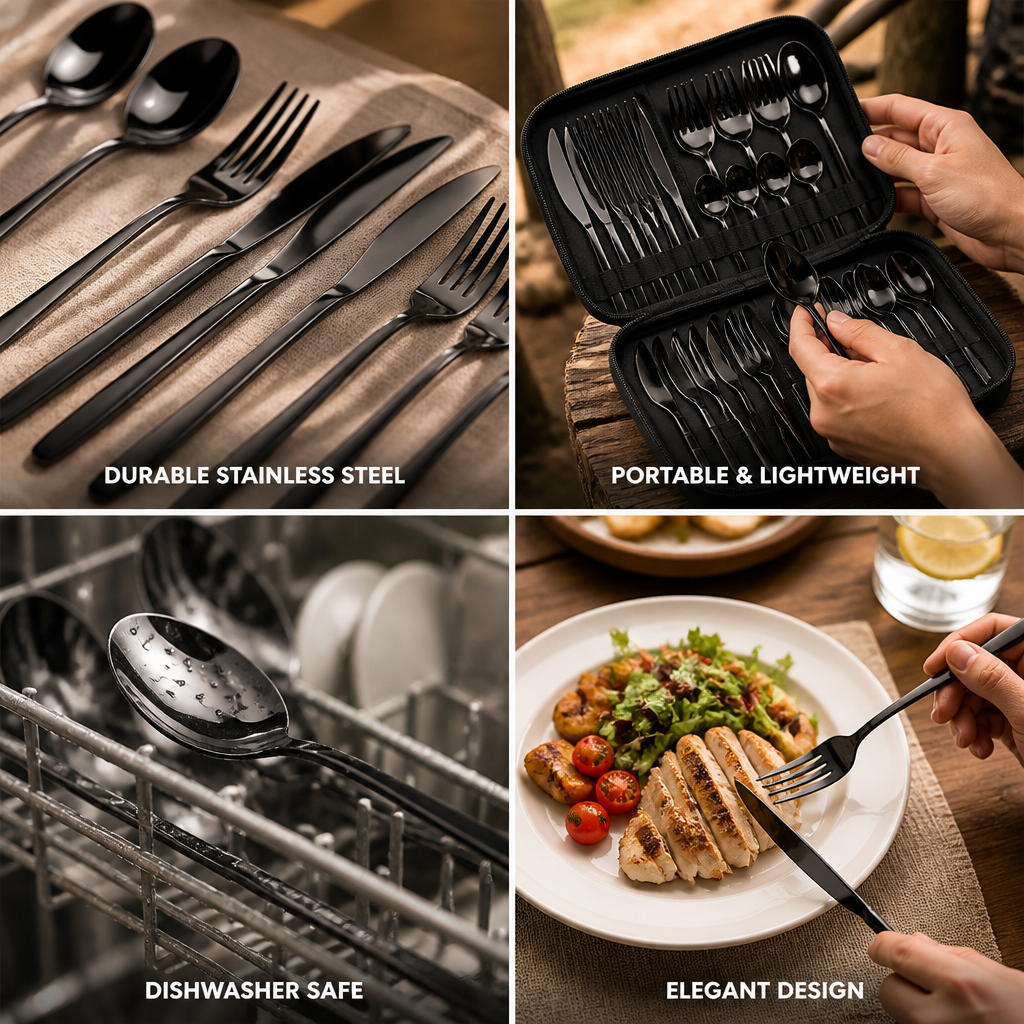 Durable Dishwasher-Safe Stainless Steel Cutlery Set (24-Piece)