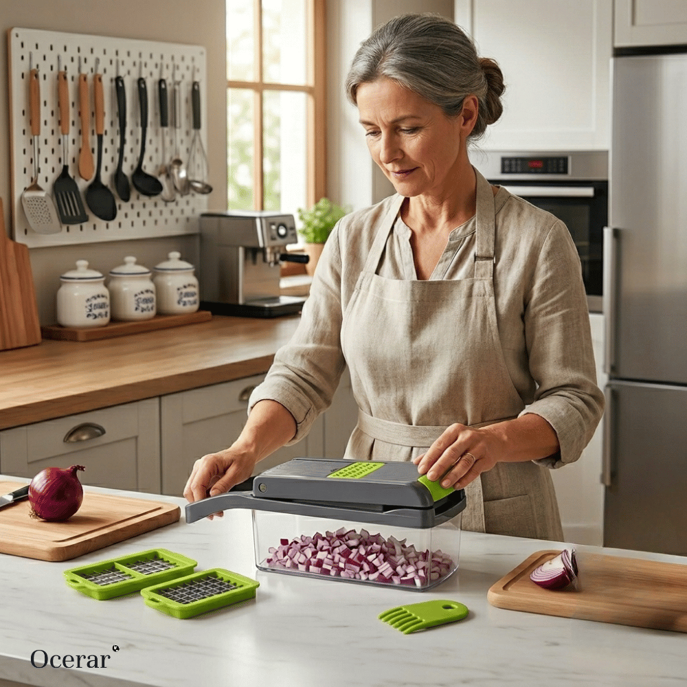 7-Blade Multi-Cutter - Safe and Precise Stainless Steel Design