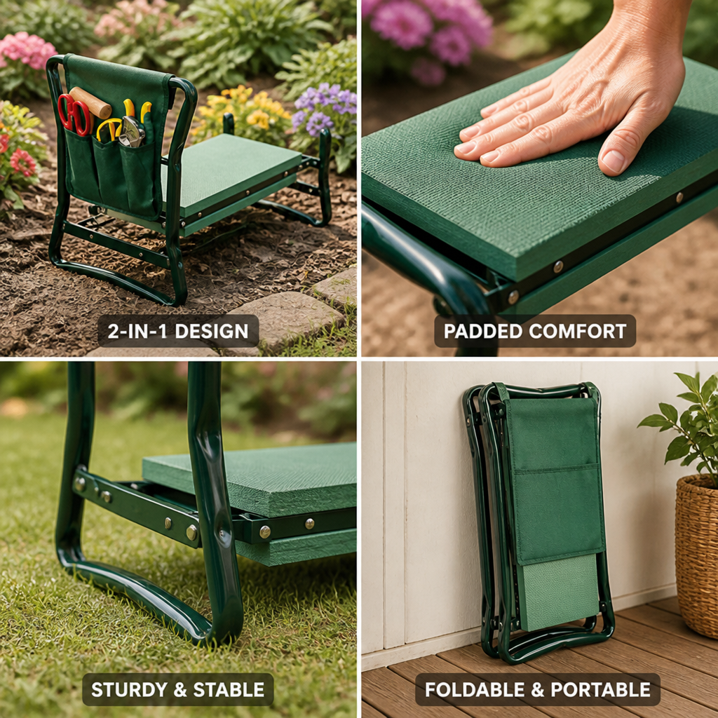 Foldable Padded Steel Garden Kneeler & Seat (331 lb Capacity)