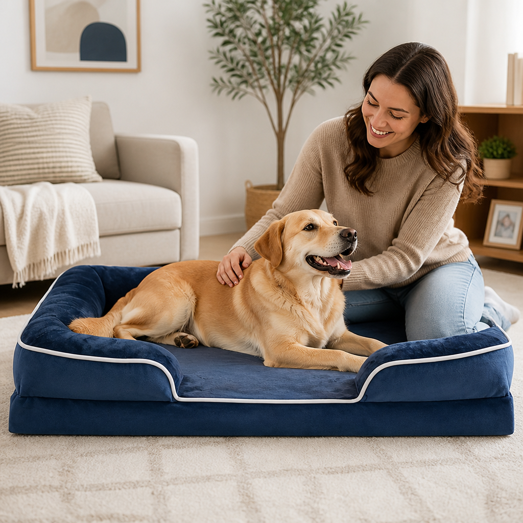 Orthopedic Foam & Washable Cover Dog Bed (Non-Slip Bottom)