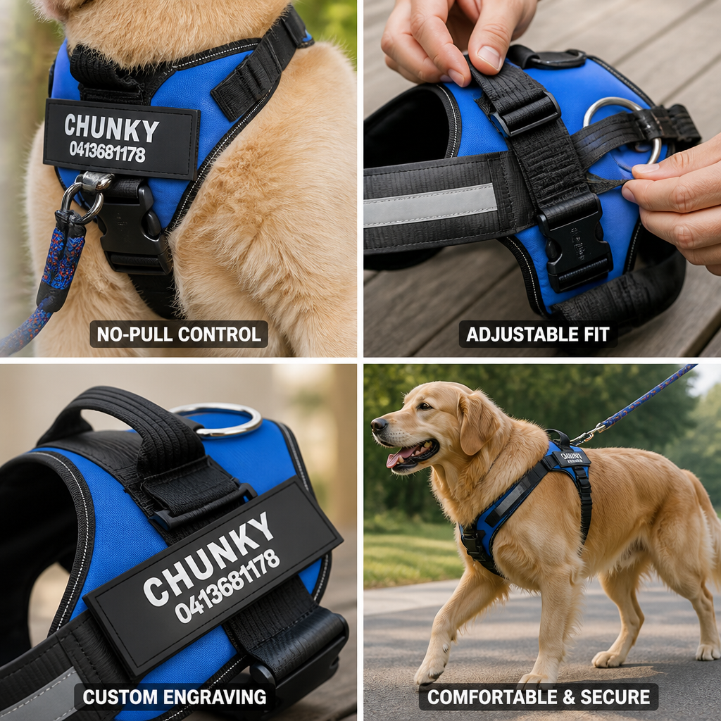Adjustable No-Pull Front-Clip Dog Harness (Custom Engraving)