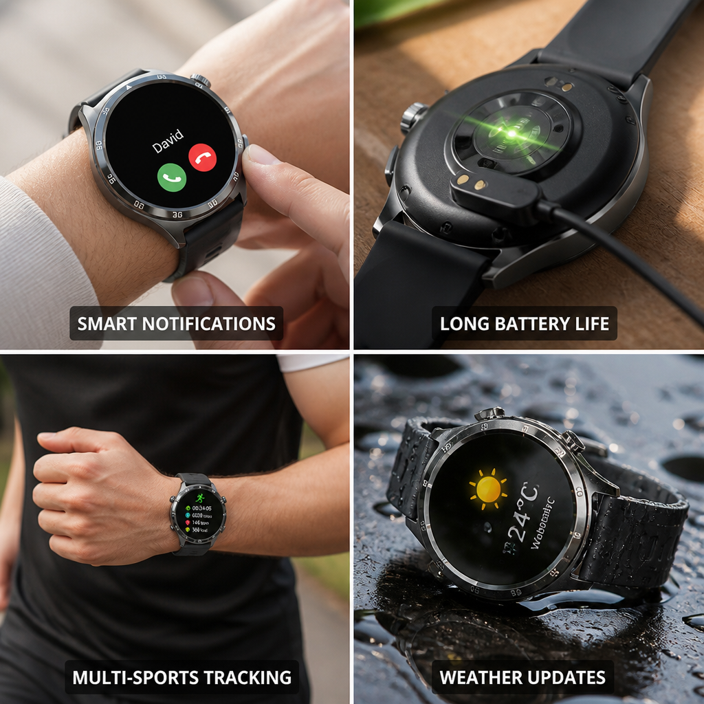 1.5-Inch Touchscreen Fitness Smart Watch (Call & Message Alerts)