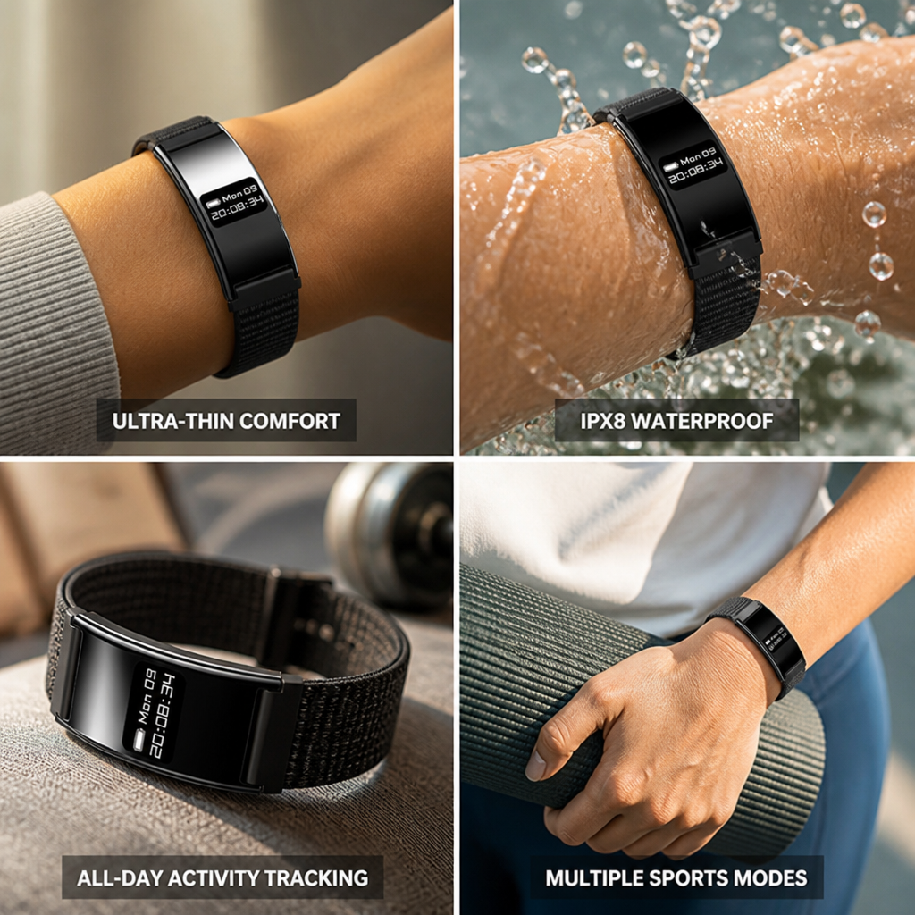 Ultra-Thin IPX8 Waterproof Fitness Tracking Smartwatch