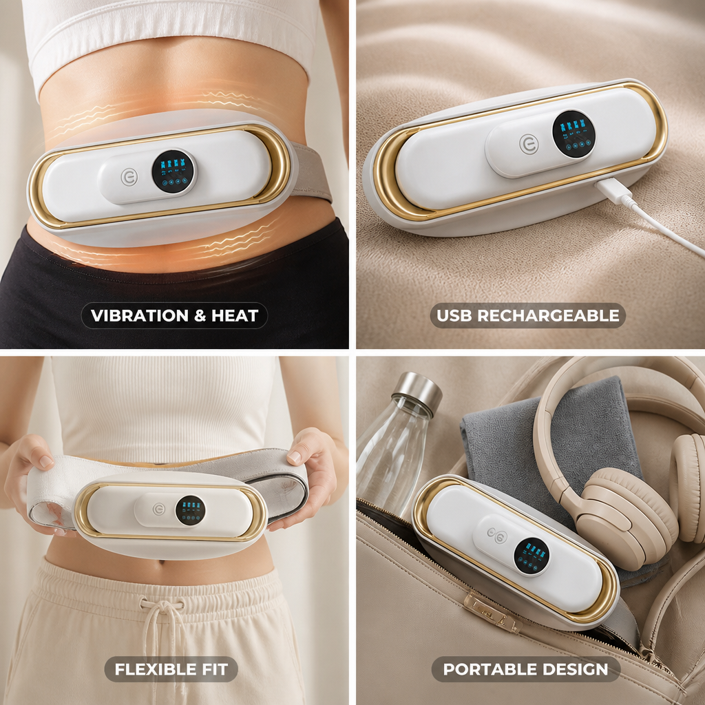 High-Frequency Vibration & Heat Waist Massager Belt (USB Rechargeable)