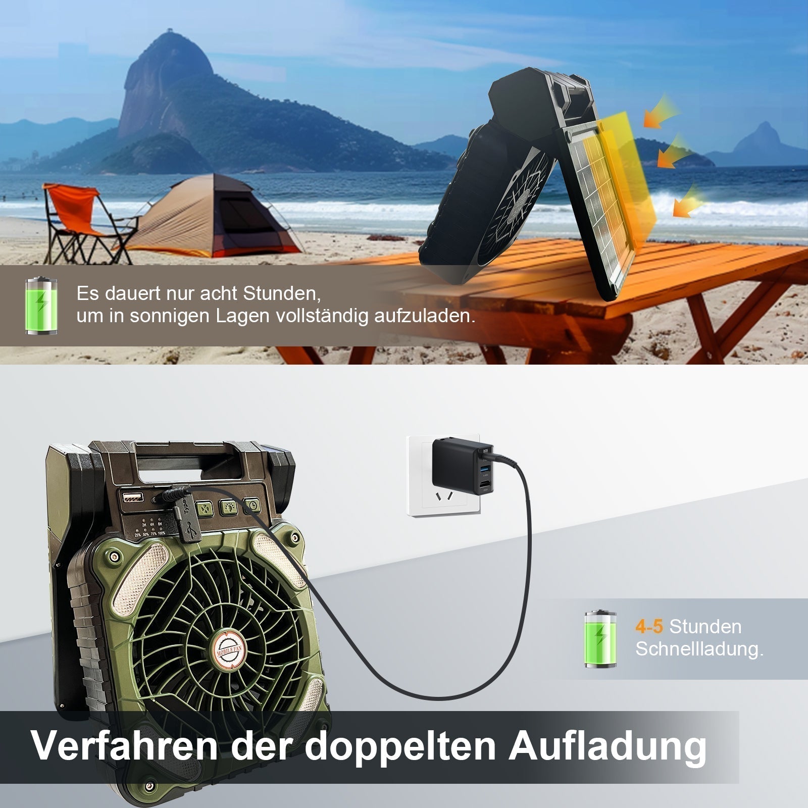 LED Light Solar Ventilator with Built-in Power Bank