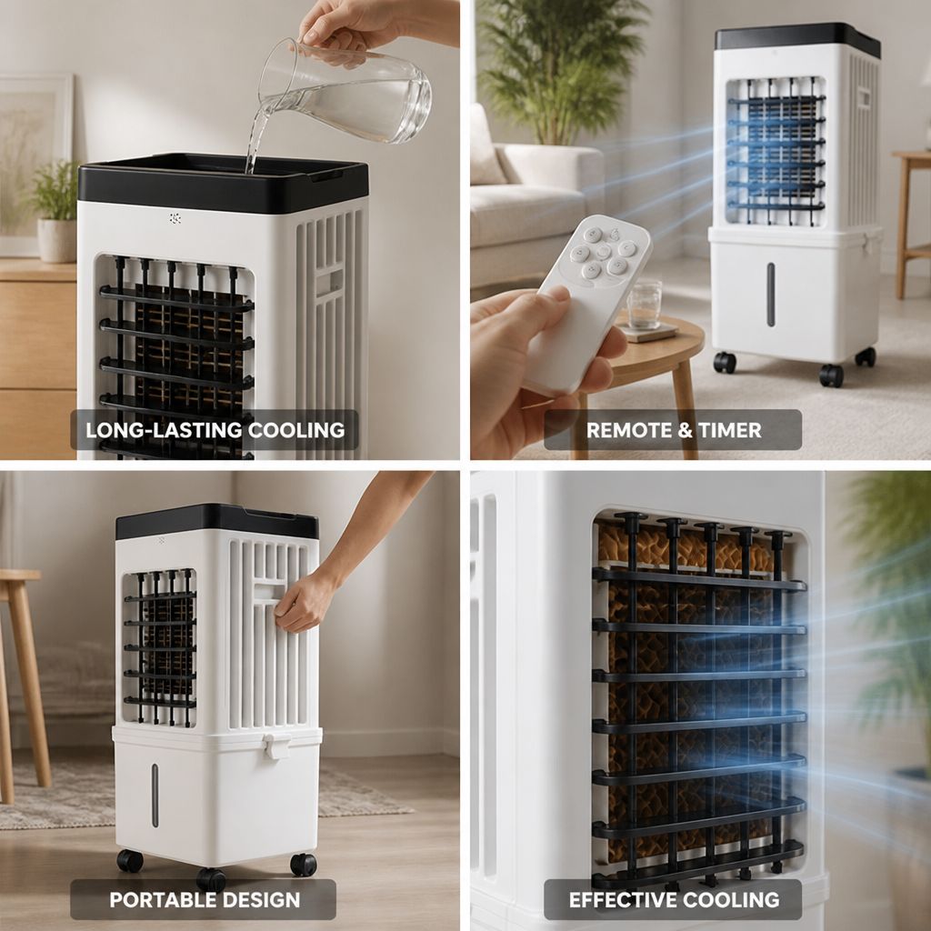 12L Tank Remote & Timer Portable Evaporative Cooler