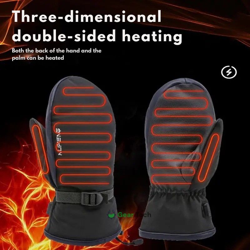 USB Rechargeable Waterproof Hand Warmer Gloves with Dual-Sided Heating for Outdoor Activities