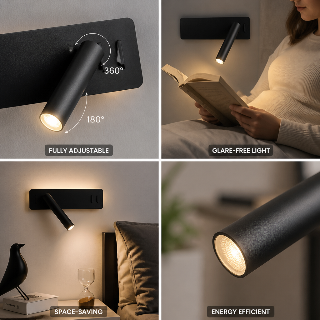 Rotatable & Swiveling Glare-Free LED Wall Reading Light
