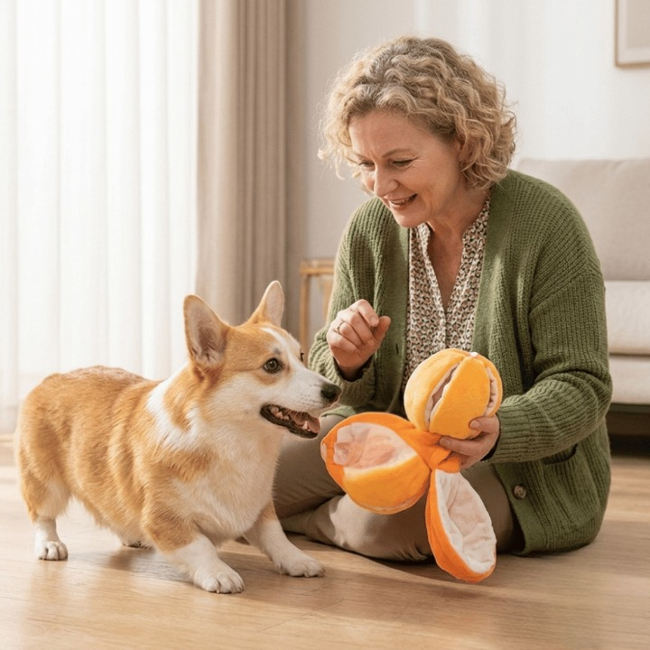 Foldable Snuffle Puzzle – Plush Dog Toy with Treat Storage