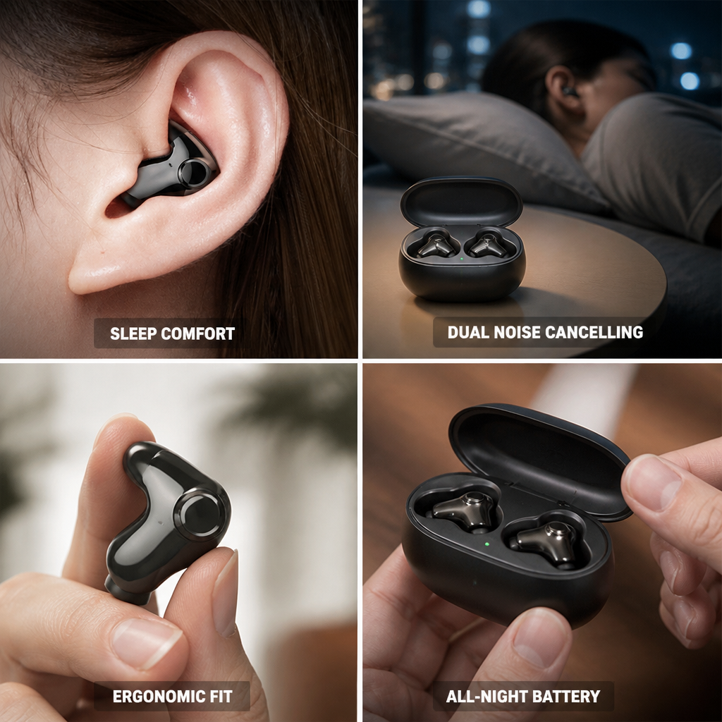 Ergonomic Side-Sleeper Dual Noise-Cancelling Sleep Headphones (With Charging Case)