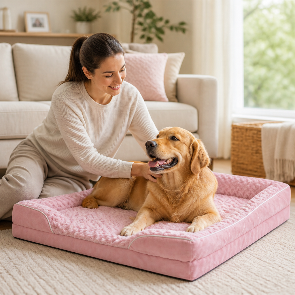 Velvet Memory Foam Pet Sofa Bed (Removable Washable Cover)
