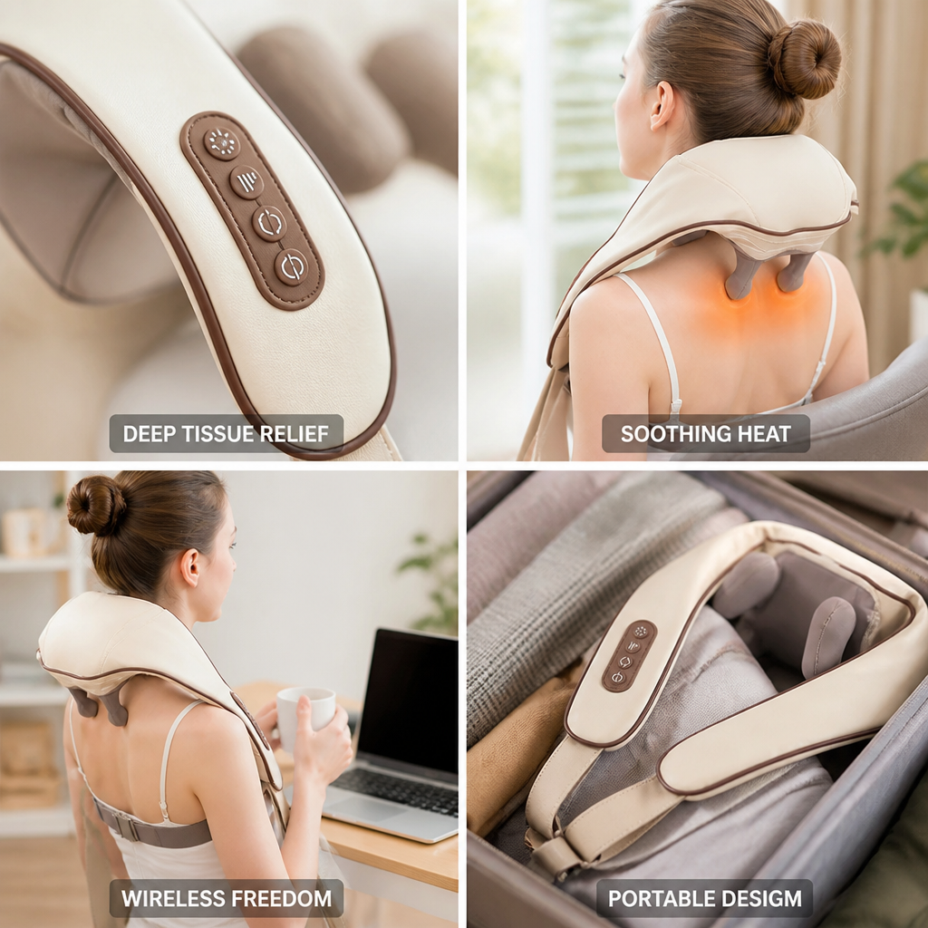 Wireless Shiatsu Deep-Tissue Neck & Back Massager