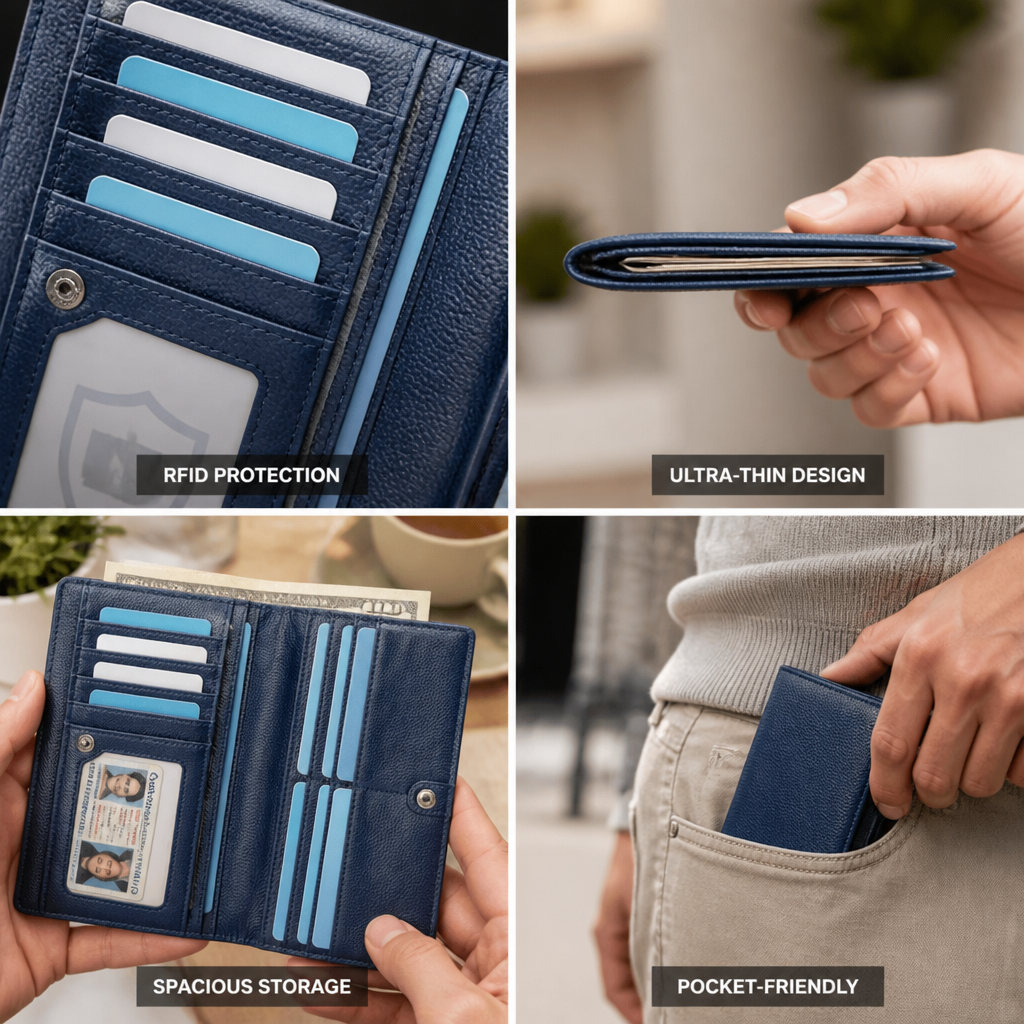 RFID-Blocking Ultra-Thin Leather Card Wallet