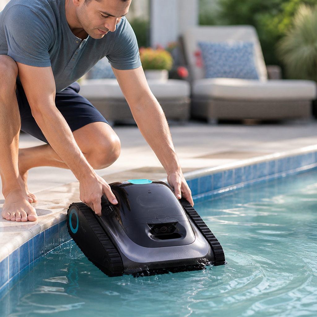 Cordless Powerful Suction & Wall-Climbing Robotic Pool Cleaner (150-Min Runtime)