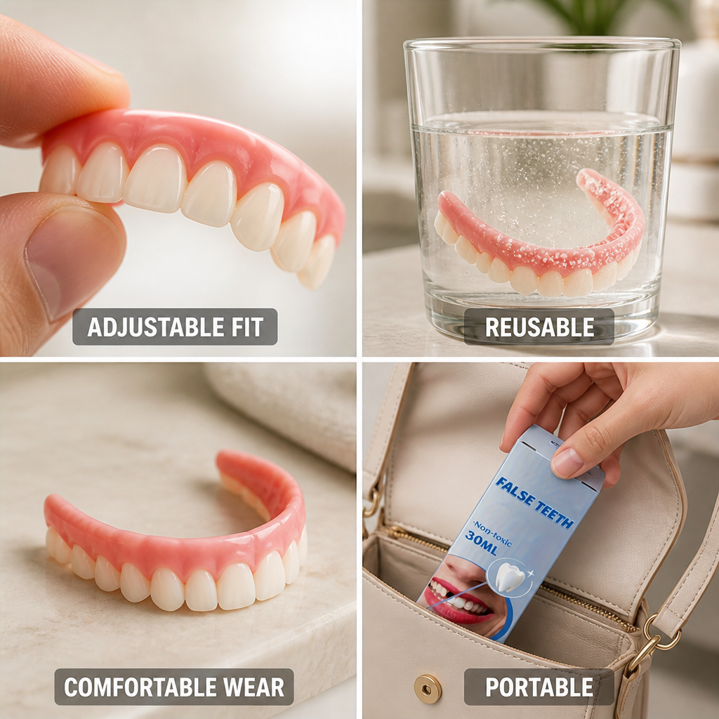 Adjustable Reusable Comfort-Fit False Teeth