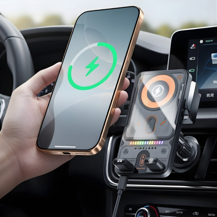 Smartphone Car Mount with Wireless Charging Capability