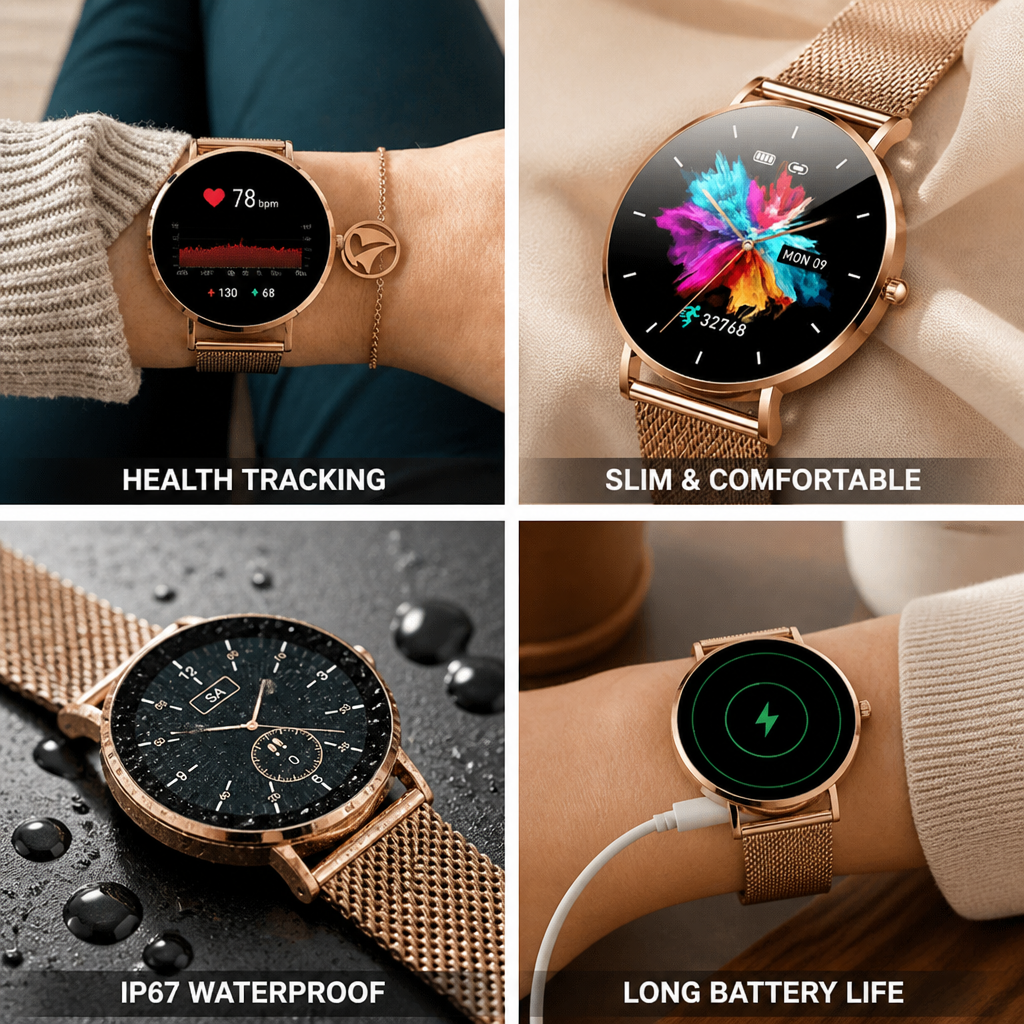 Health-Tracking Slim Metal Smartwatch (5-7 Day Battery)