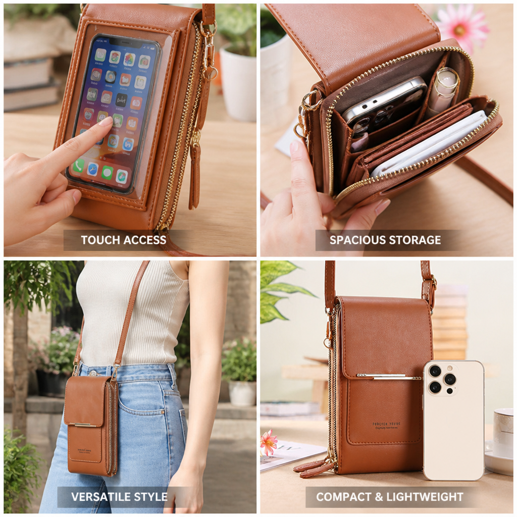 Touchscreen Rear-Pocket Convertible Crossbody Phone Bag