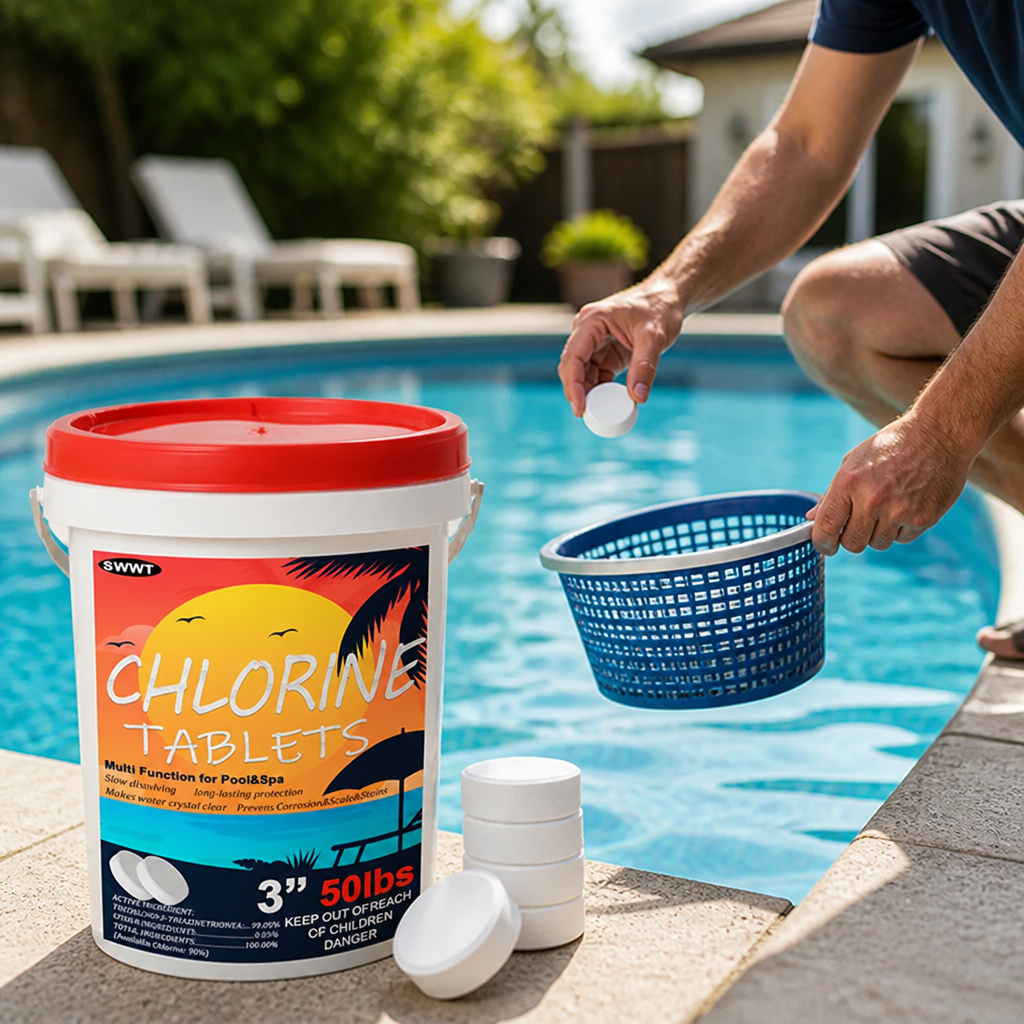Slow-Dissolving 3-Inch Pool Chlorine Tablets (50 lb Pack)