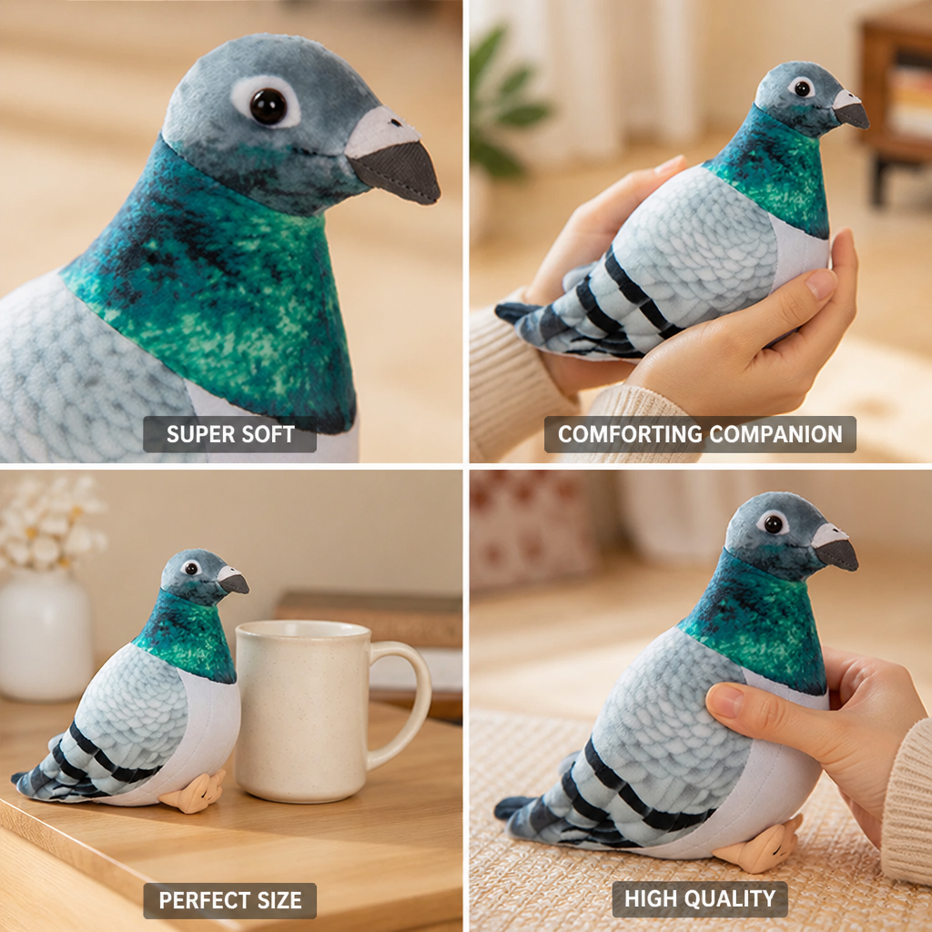 Soft PP Cotton-Filled Pigeon Plush Toy (20 cm)