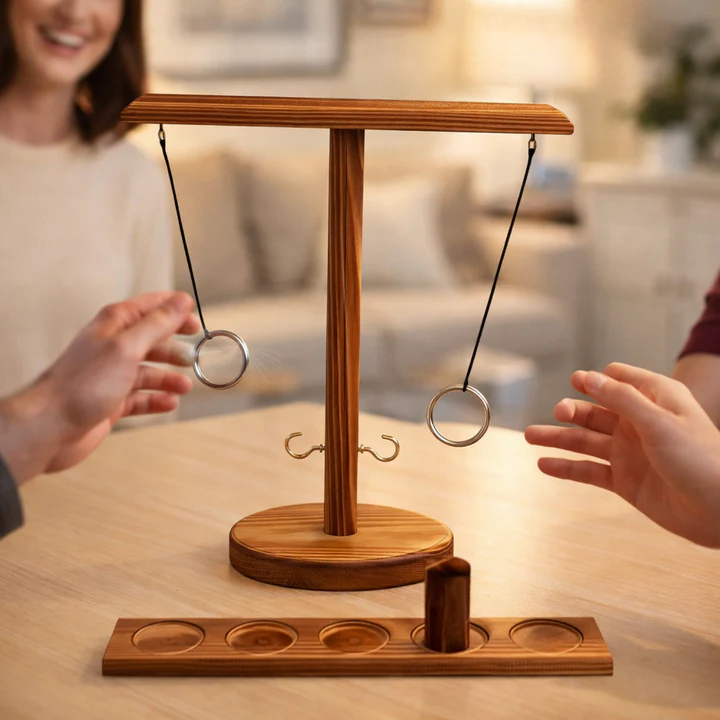 Indoor and Outdoor Ring Toss Game with Hooks – Easy Setup, No Tools Required