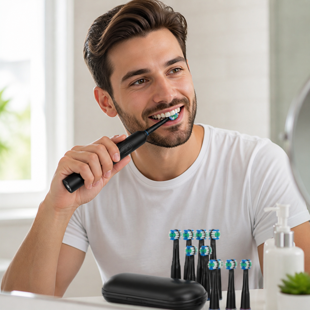 IPX7 Waterproof USB Fast-Charging Electric Toothbrush (8 Brush Heads)