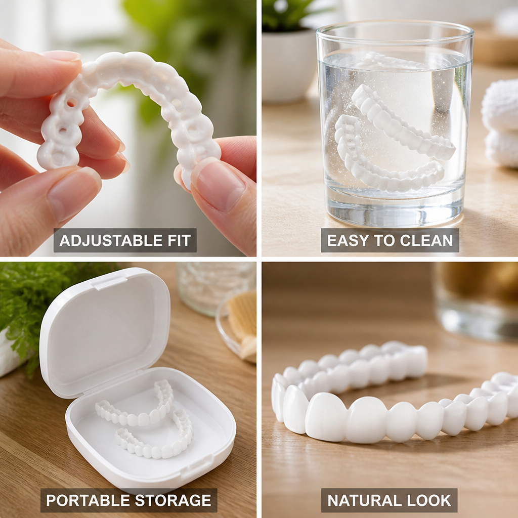 Adjustable Clip-On Natural-Looking Denture Set (12-Piece)