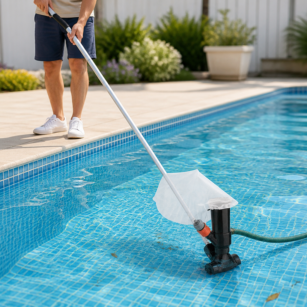 Garden Hose-Powered Venturi Pool Vacuum (5-Section Pole & Mesh Debris Bag)