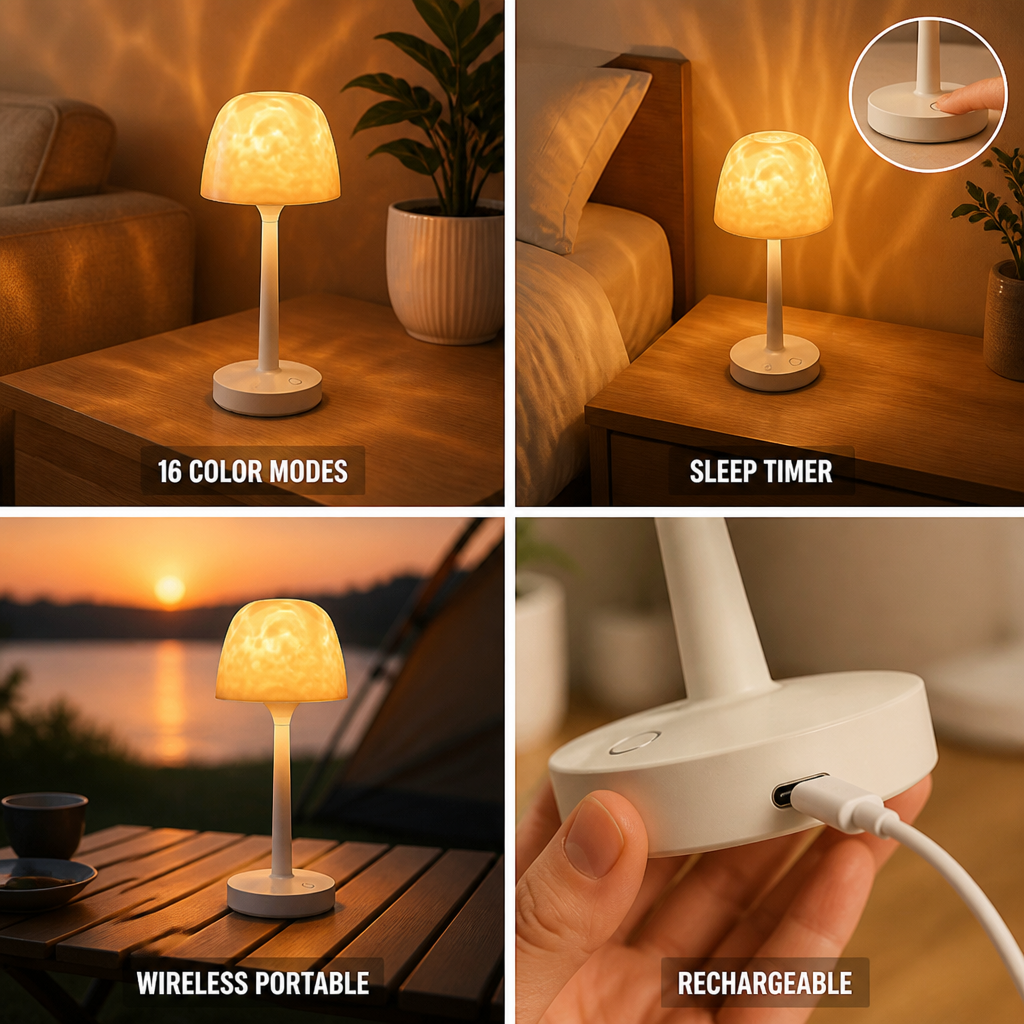 Wireless Rechargeable 16-Color LED Projection Lamp